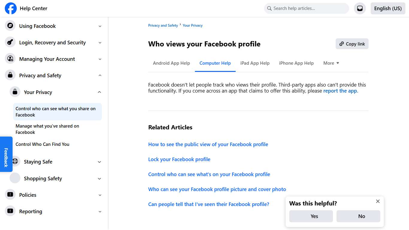 Who views your Facebook profile | Facebook Help Center